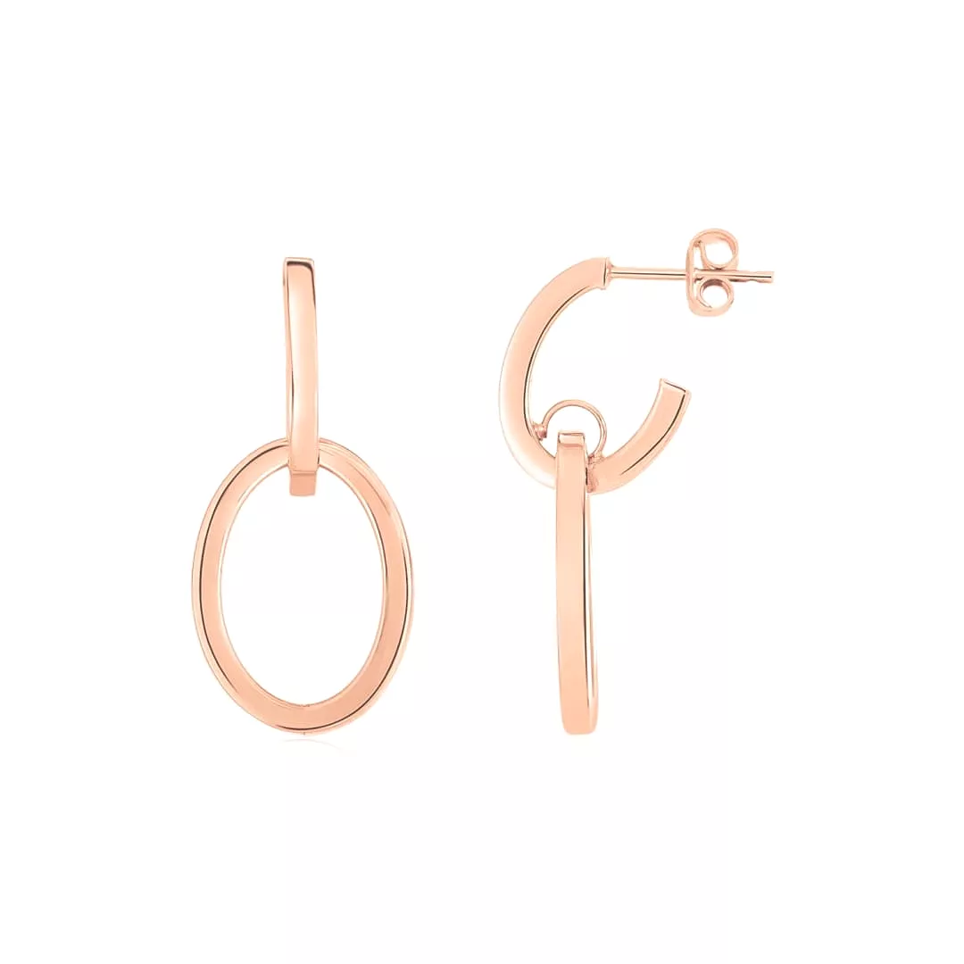 14K Rose Gold Interlocking Drop Hoop Earrings