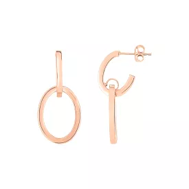 14K Rose Gold Interlocking Drop Hoop Earrings