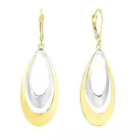 14k Two-Tone Gold Graduated Open Double Teardrop Earrings