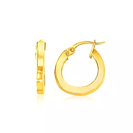 14k Yellow Gold Flat Side Small Hoop Earrings