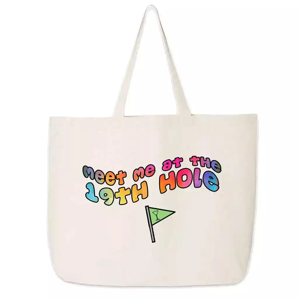 19th Hole Cotton Canvas Tote Bag for Golfer