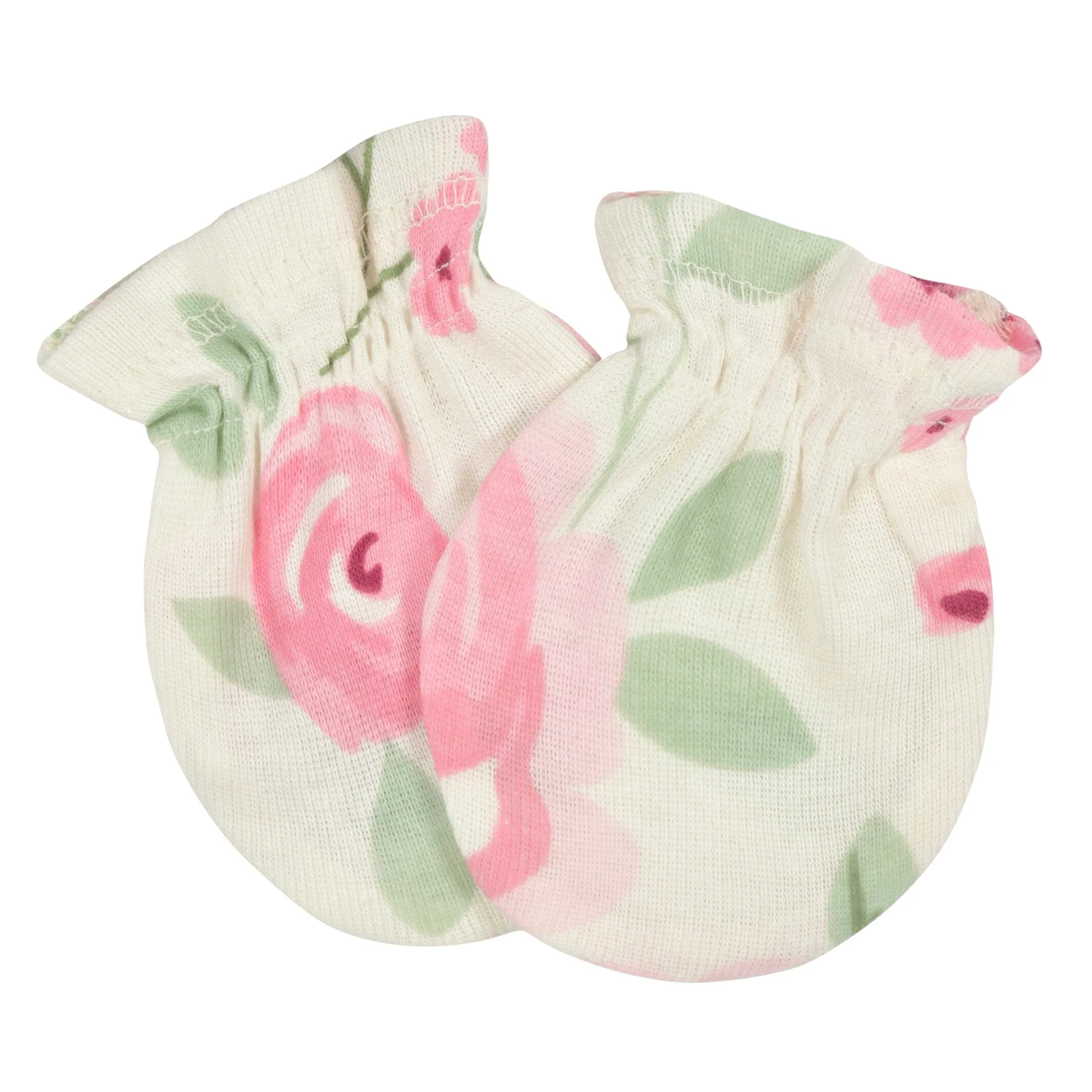 3-Pack Baby Girls Floral No Scratch Mittens