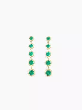 5 Stone Emerald Drop Earrings