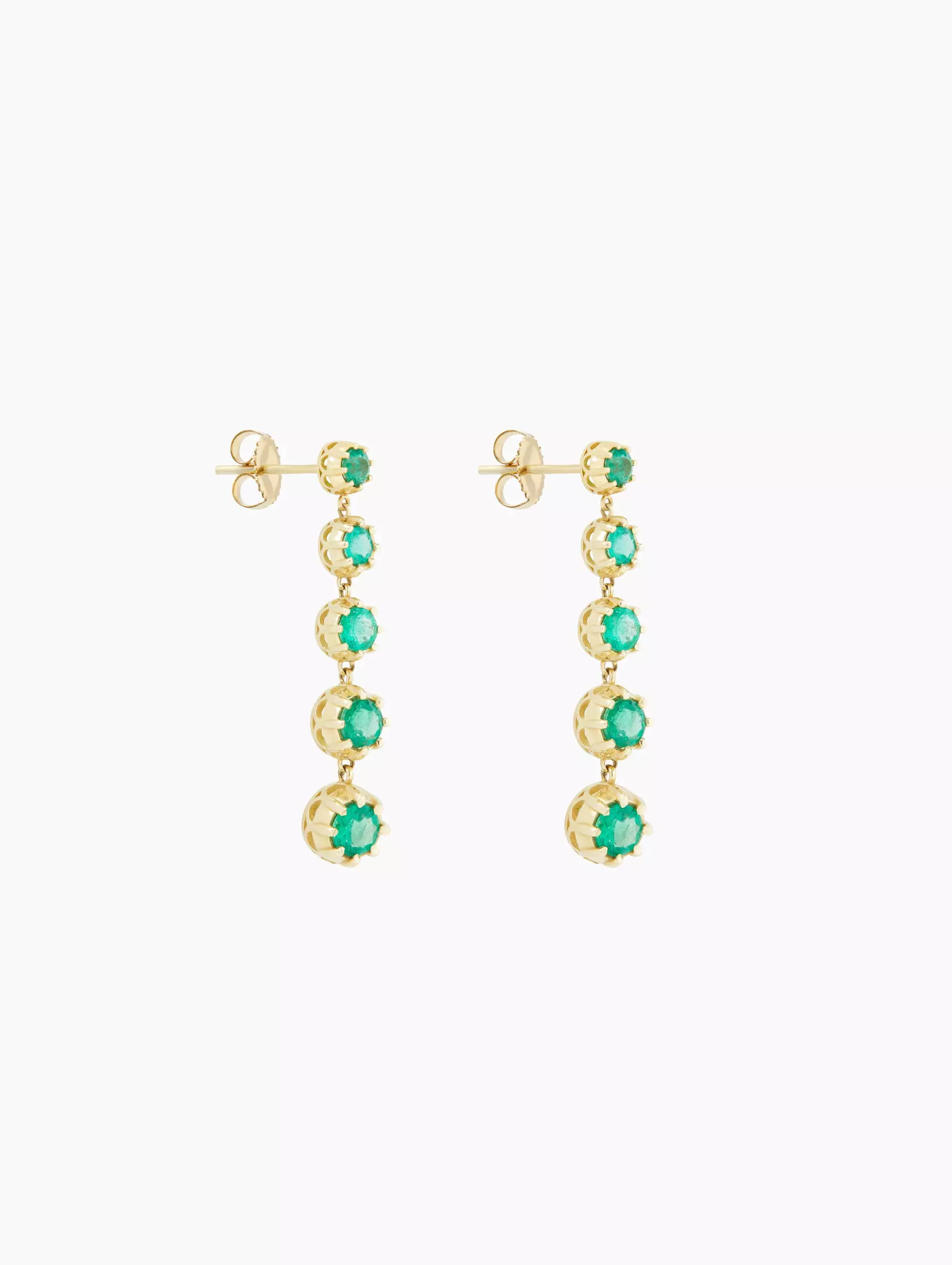 5 Stone Emerald Drop Earrings