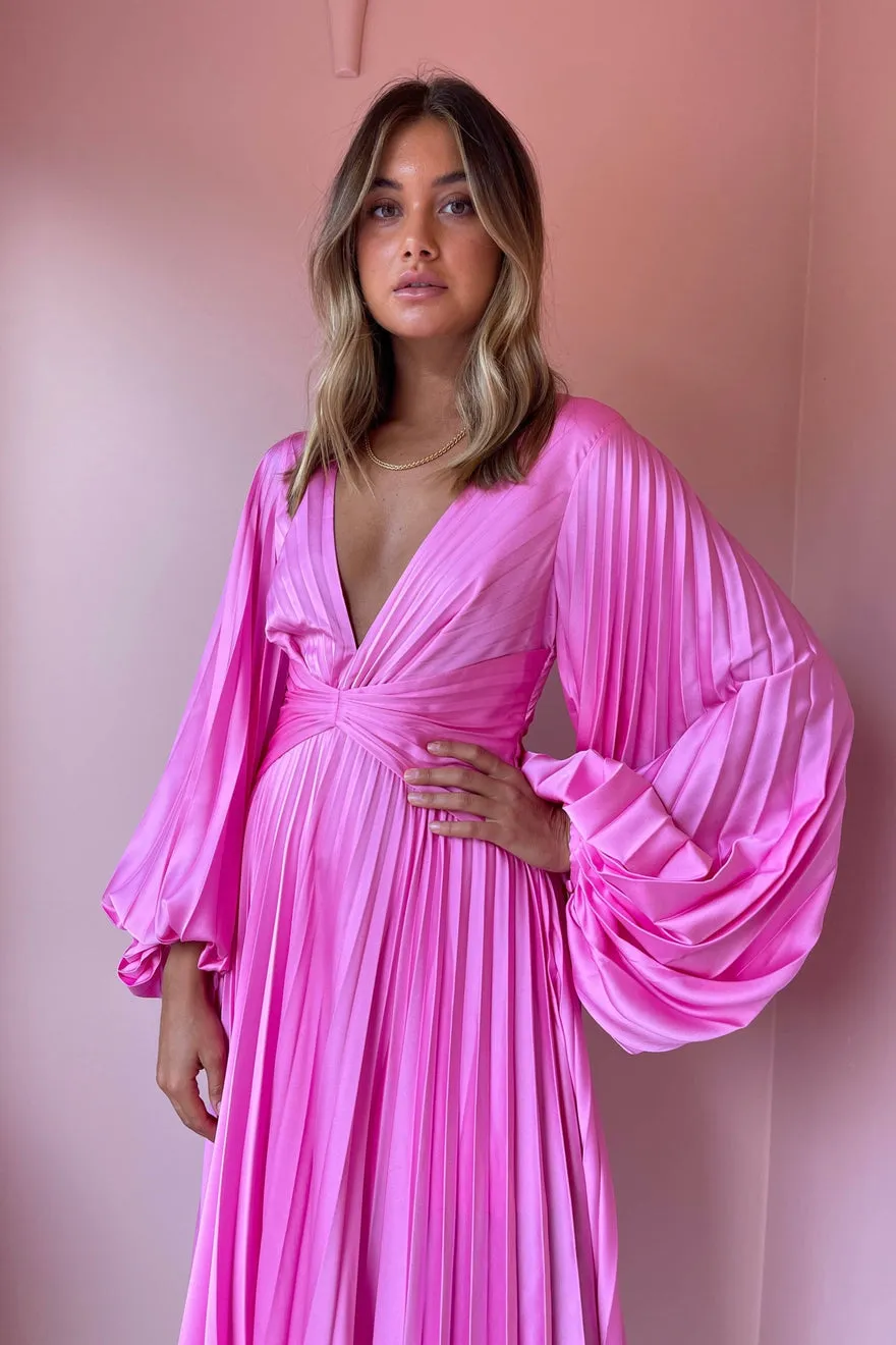 ----Acler   ----Palms Pleat Dress - Confetti Pink ---