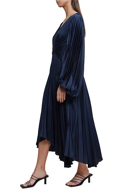 Acler Palms Pleat Dress - Navy