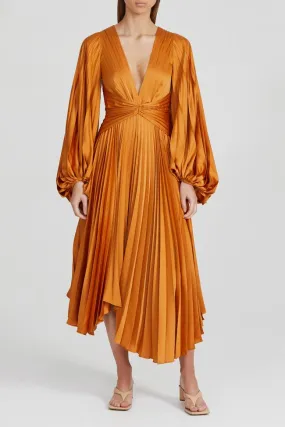 ----Acler   ----Palms Pleat Dress - Turmeric ---