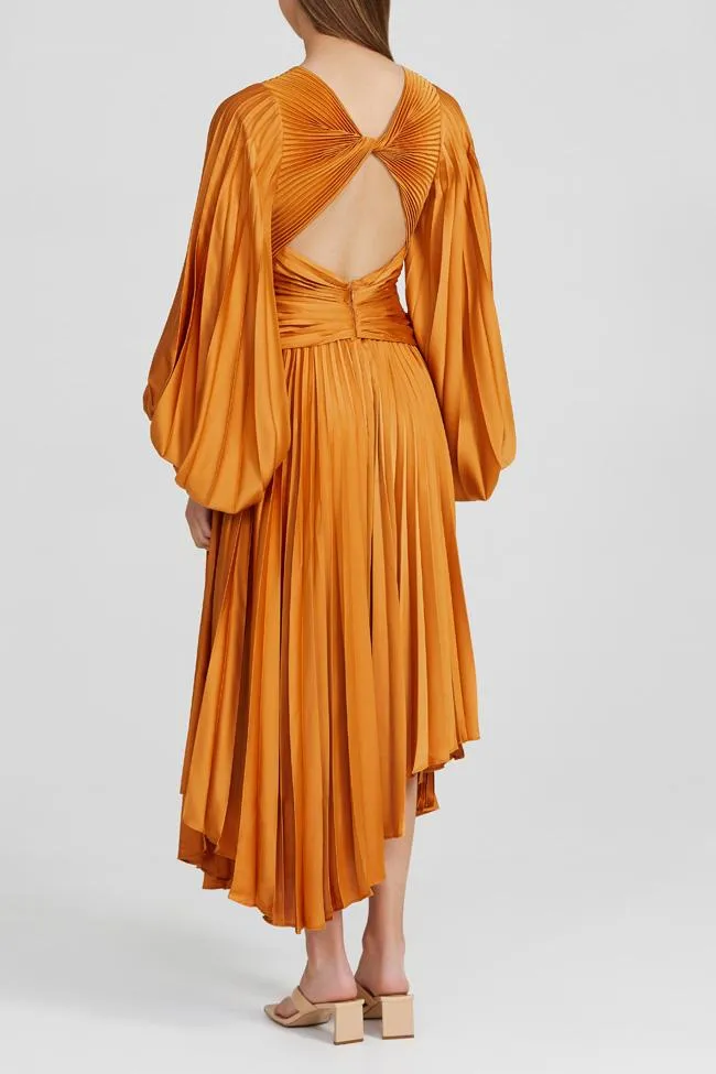 ----Acler   ----Palms Pleat Dress - Turmeric ---