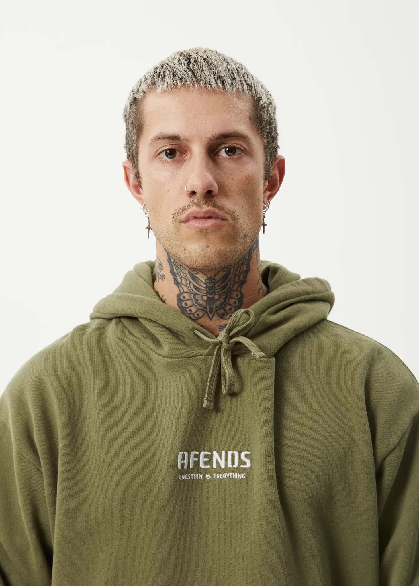 AFENDS Mens Questions - Pull On Hood - Military