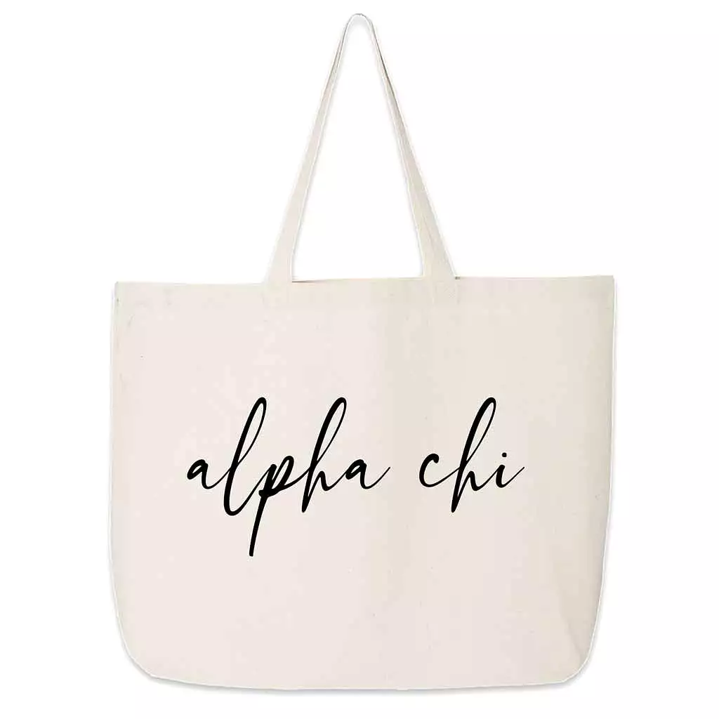 Alpha Chi Omega Script Writing Nickname Canvas Tote Bag