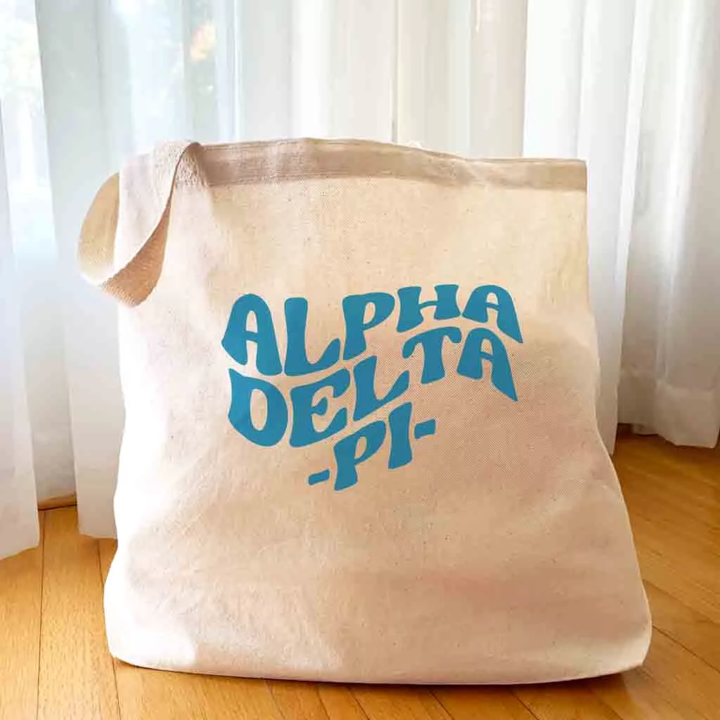 Alpha Delta Pi Large Canvas Sorority Tote Bag with Simple Mod Design