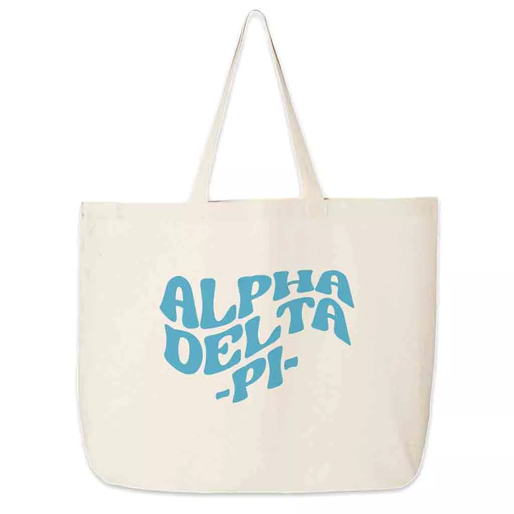 Alpha Delta Pi Large Canvas Sorority Tote Bag with Simple Mod Design