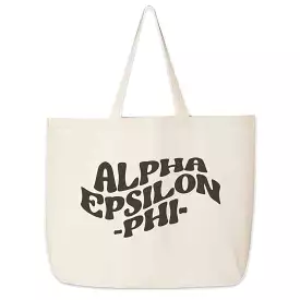 Alpha Epsilon Phi Large Canvas Sorority Tote Bag with Simple Mod Design