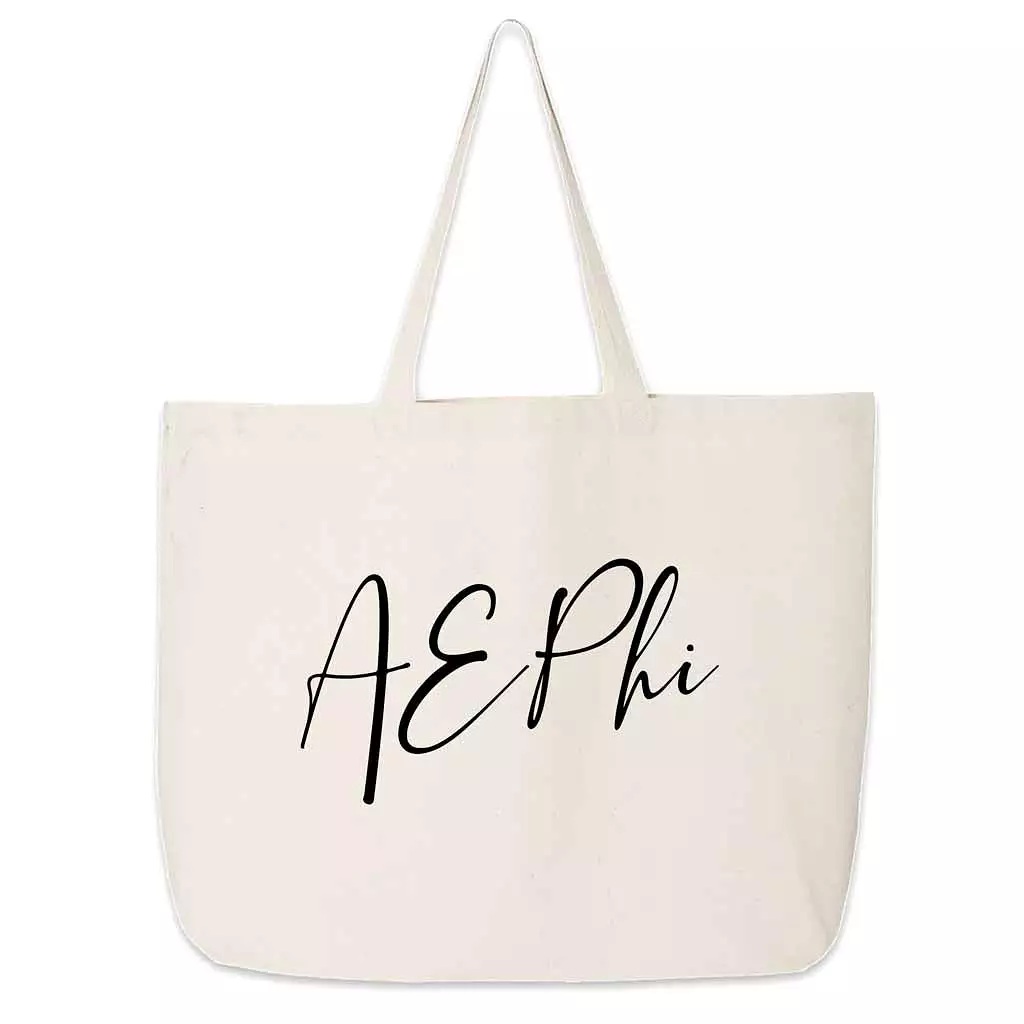 Alpha Epsilon Phi Script Writing Nickname Canvas Tote Bag