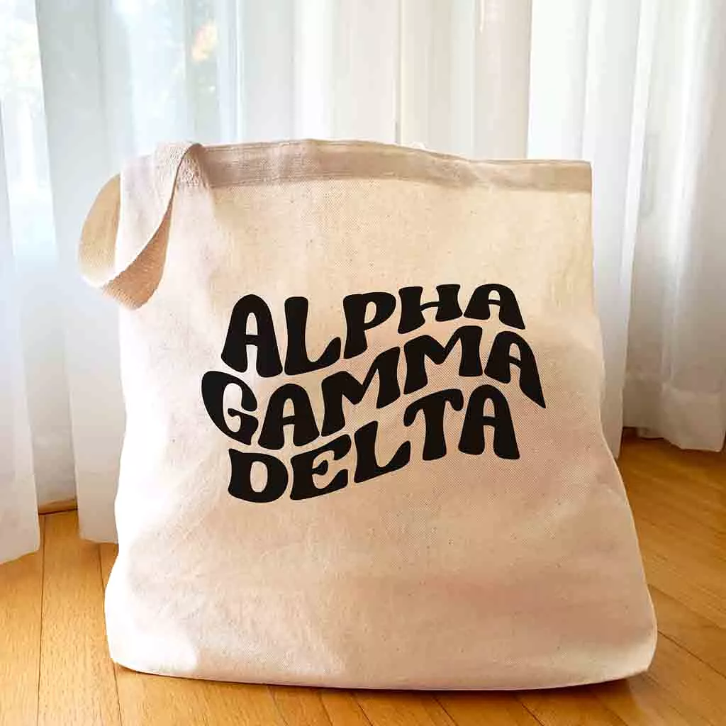 Alpha Gamma Delta Large Canvas Sorority Tote Bag with Simple Mod Design