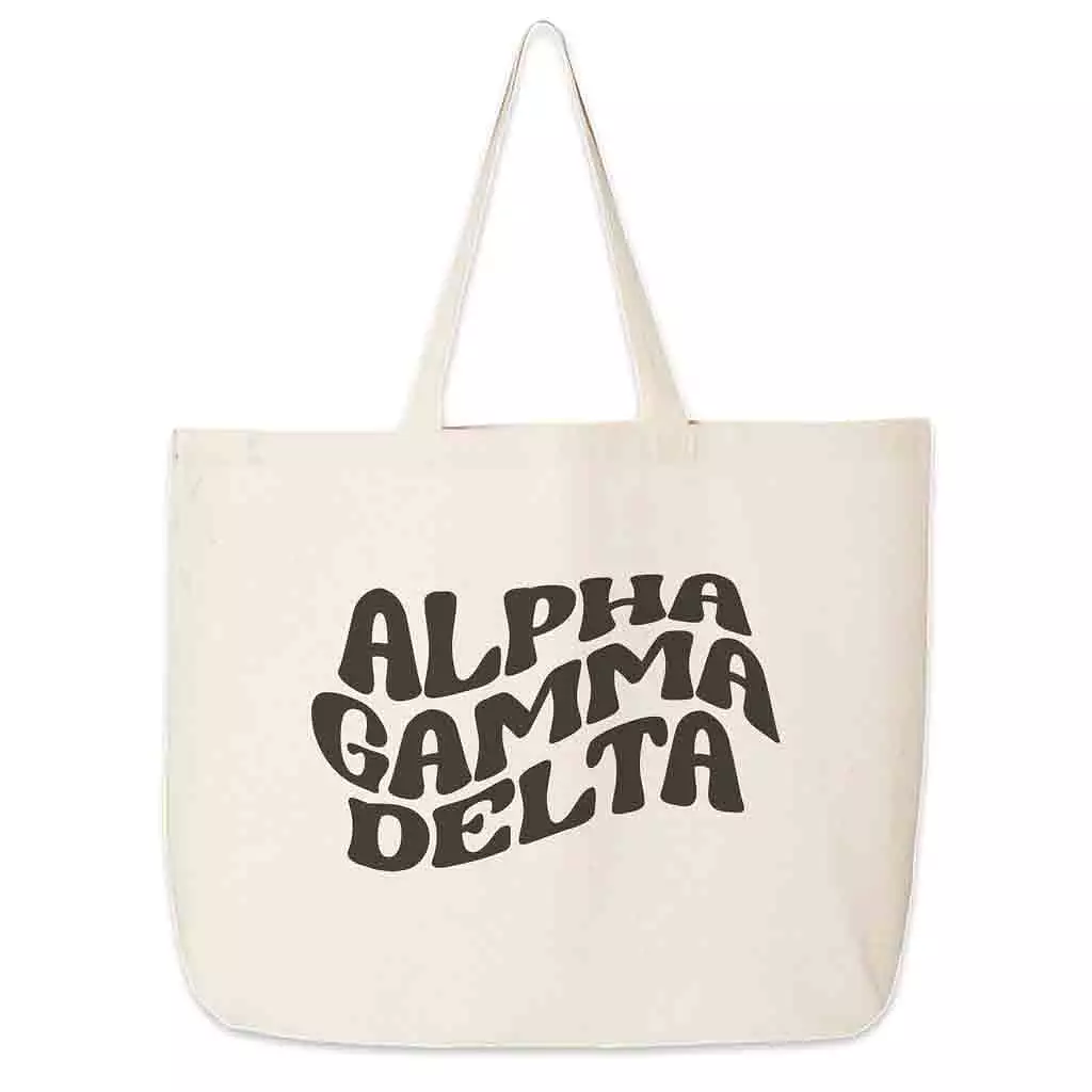 Alpha Gamma Delta Large Canvas Sorority Tote Bag with Simple Mod Design