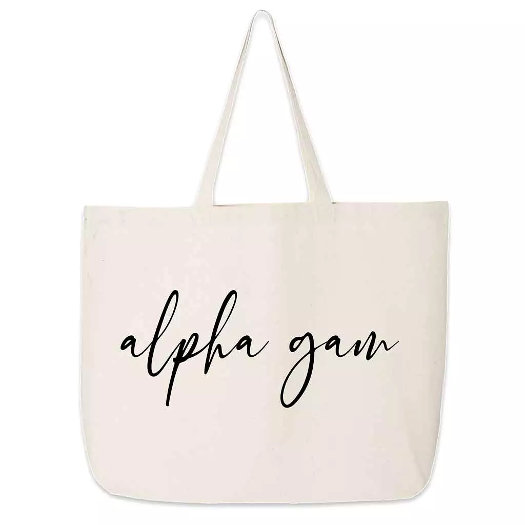 Alpha Gamma Delta Script Writing Nickname Canvas Tote Bag