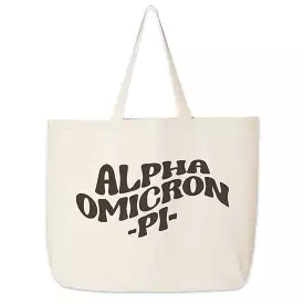 Alpha Omicron Pi Large Canvas Sorority Tote Bag with Simple Mod Design