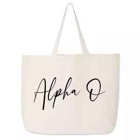 Alpha Omicron Pi Script Writing Nickname Canvas Tote Bag