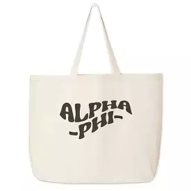 Alpha Phi Large Canvas Sorority Tote Bag with Simple Mod Design