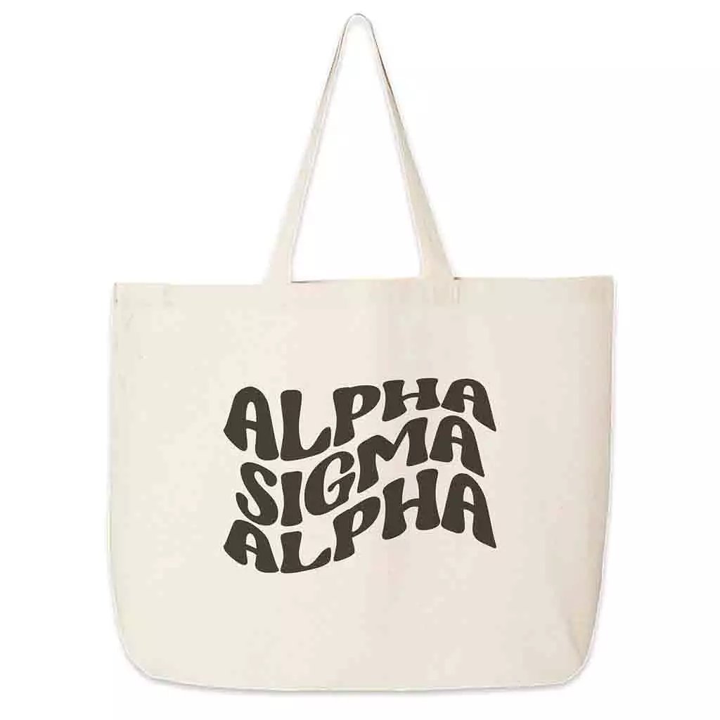 Alpha Sigma Alpha Large Canvas Sorority Tote Bag with Simple Mod Design