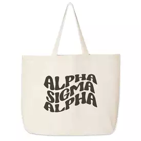 Alpha Sigma Alpha Large Canvas Sorority Tote Bag with Simple Mod Design