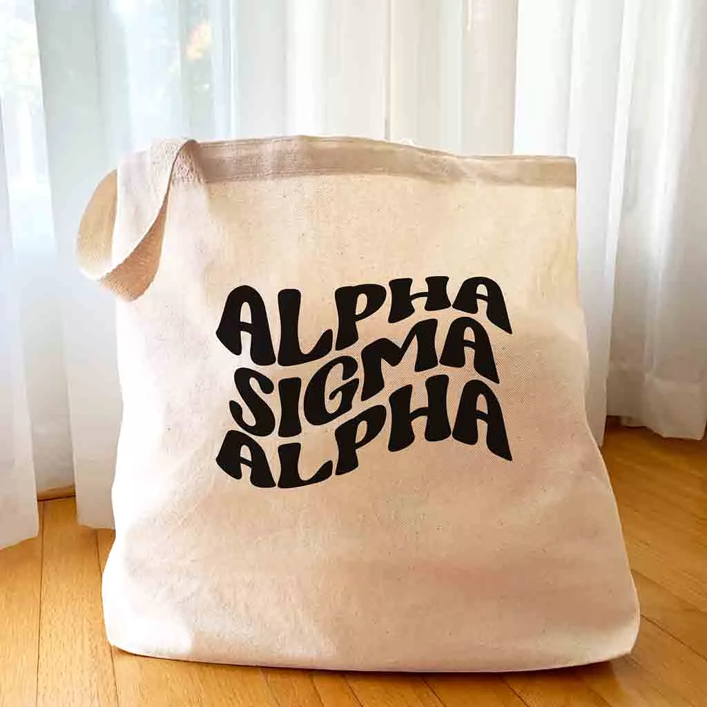 Alpha Sigma Alpha Large Canvas Sorority Tote Bag with Simple Mod Design