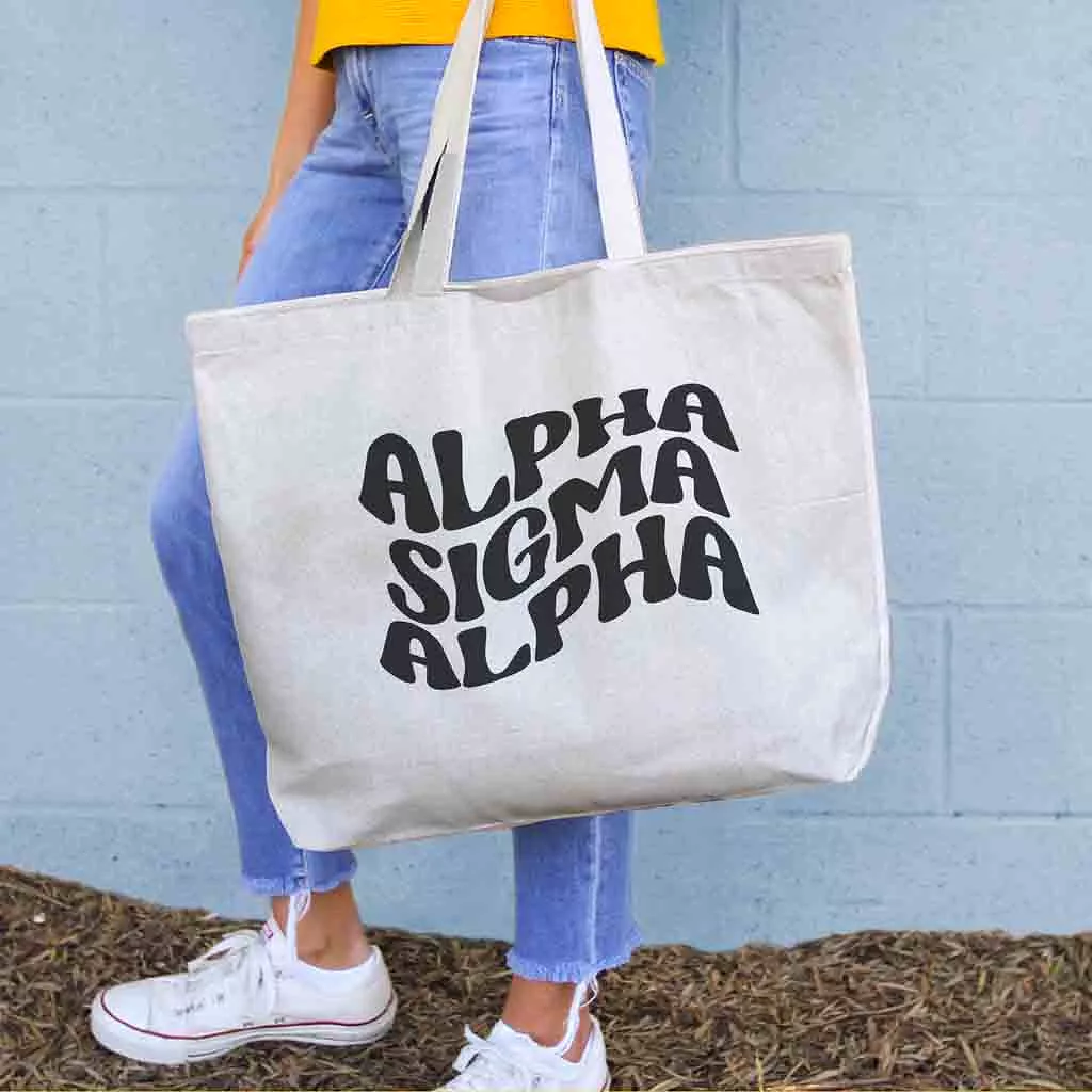 Alpha Sigma Alpha Large Canvas Sorority Tote Bag with Simple Mod Design