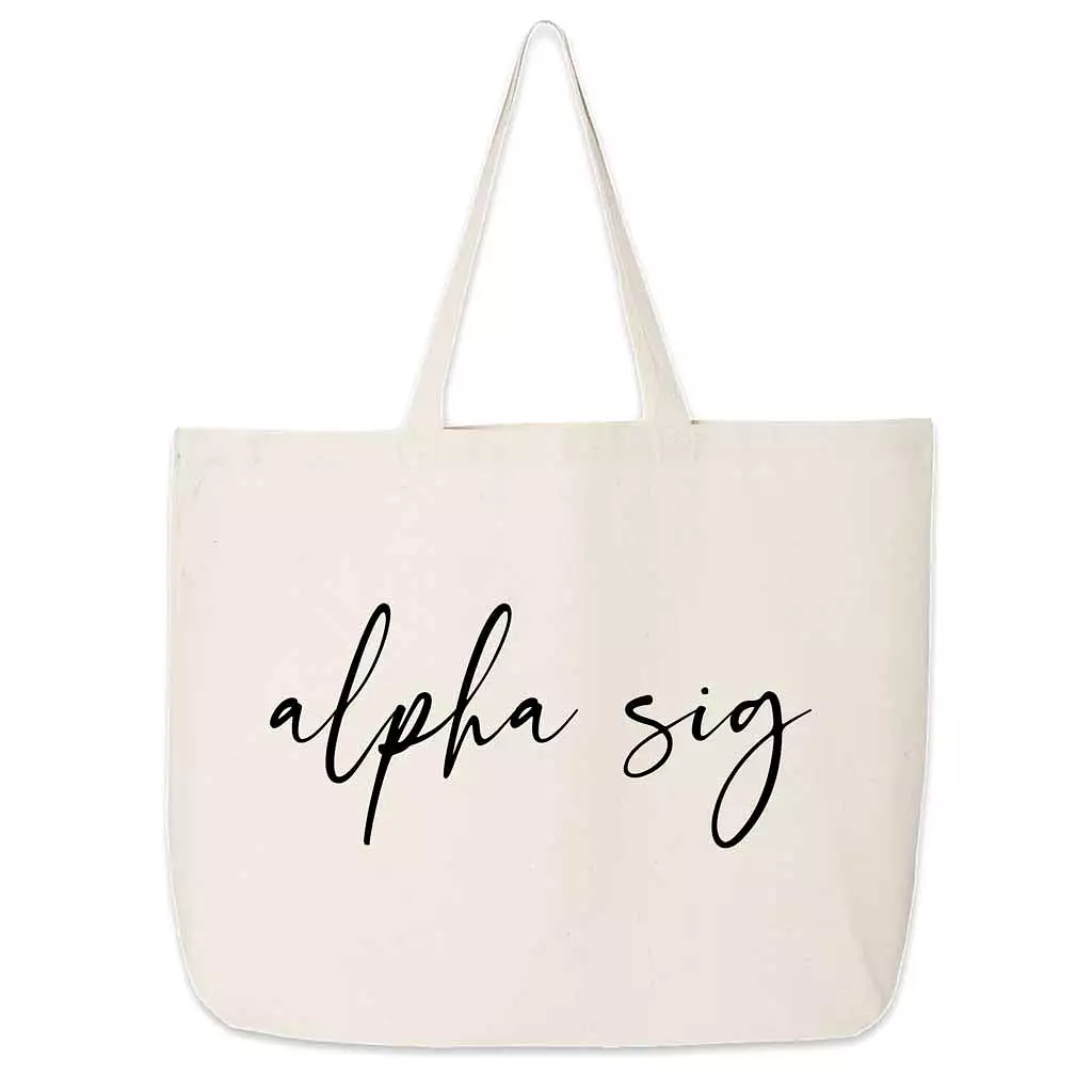 Alpha Sigma Alpha Script Writing Nickname Canvas Tote Bag