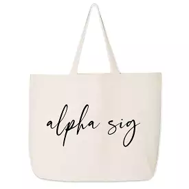 Alpha Sigma Alpha Script Writing Nickname Canvas Tote Bag