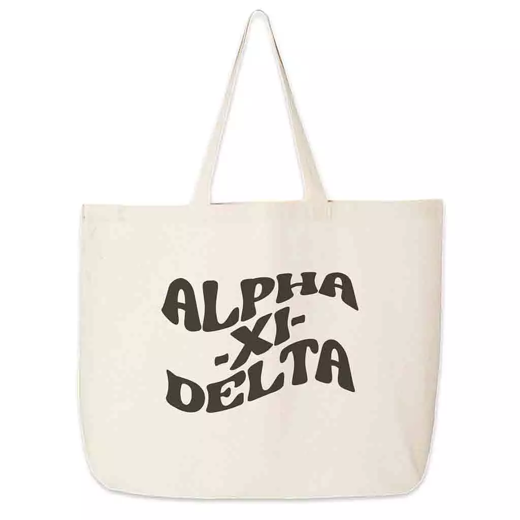 Alpha Xi Delta Large Canvas Sorority Tote Bag with Simple Mod Design