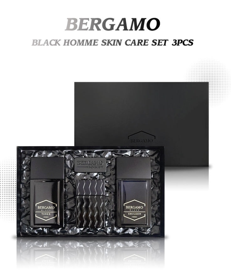 BERGAMO Black Homme Skincare 3set Mens Sensitive Dry Skin Barrier Moisture Soothing