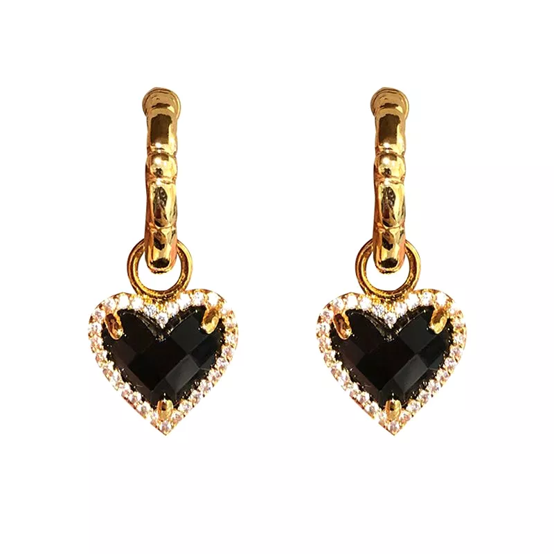 Black Sweet Heart Crystal Earrings MK18907