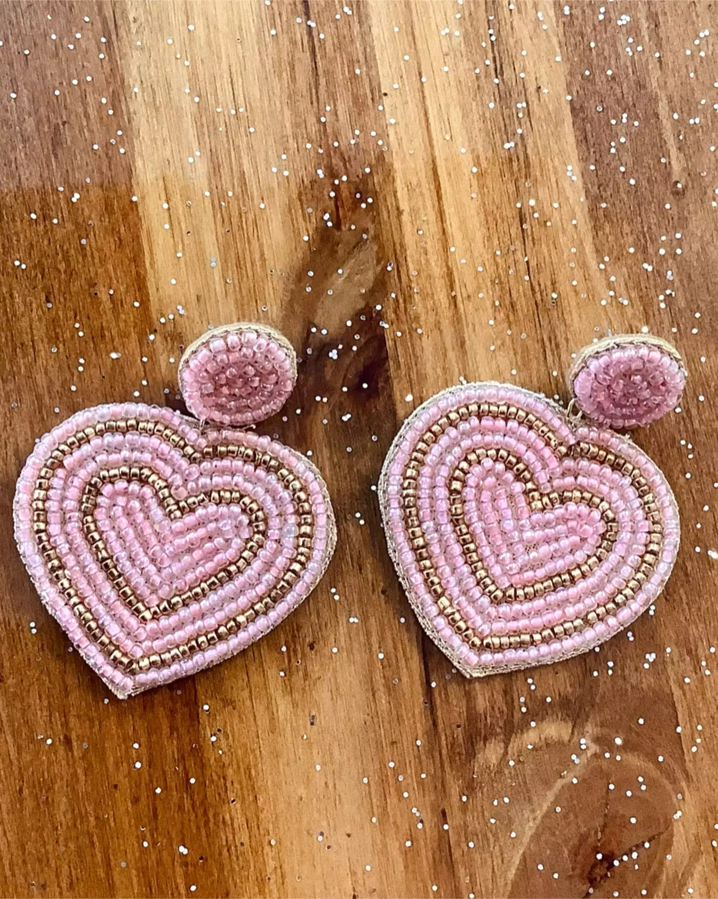 Blush Sweet Heart Beaded Earrings