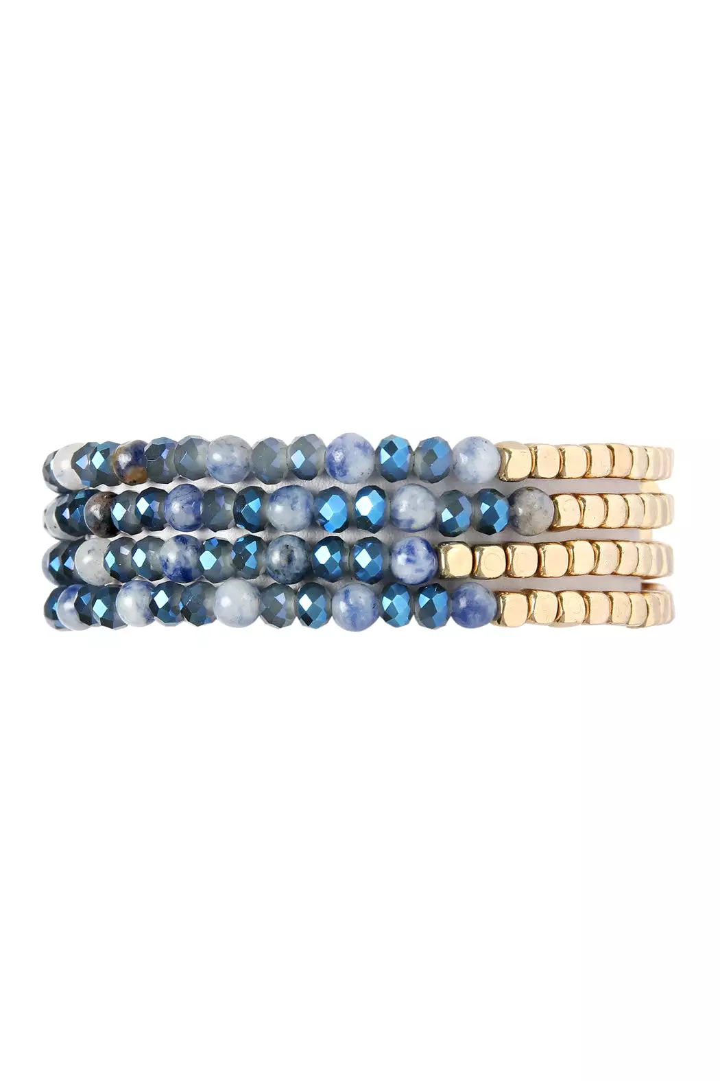 Brass Stone Glass Four Set Beads Bracelet