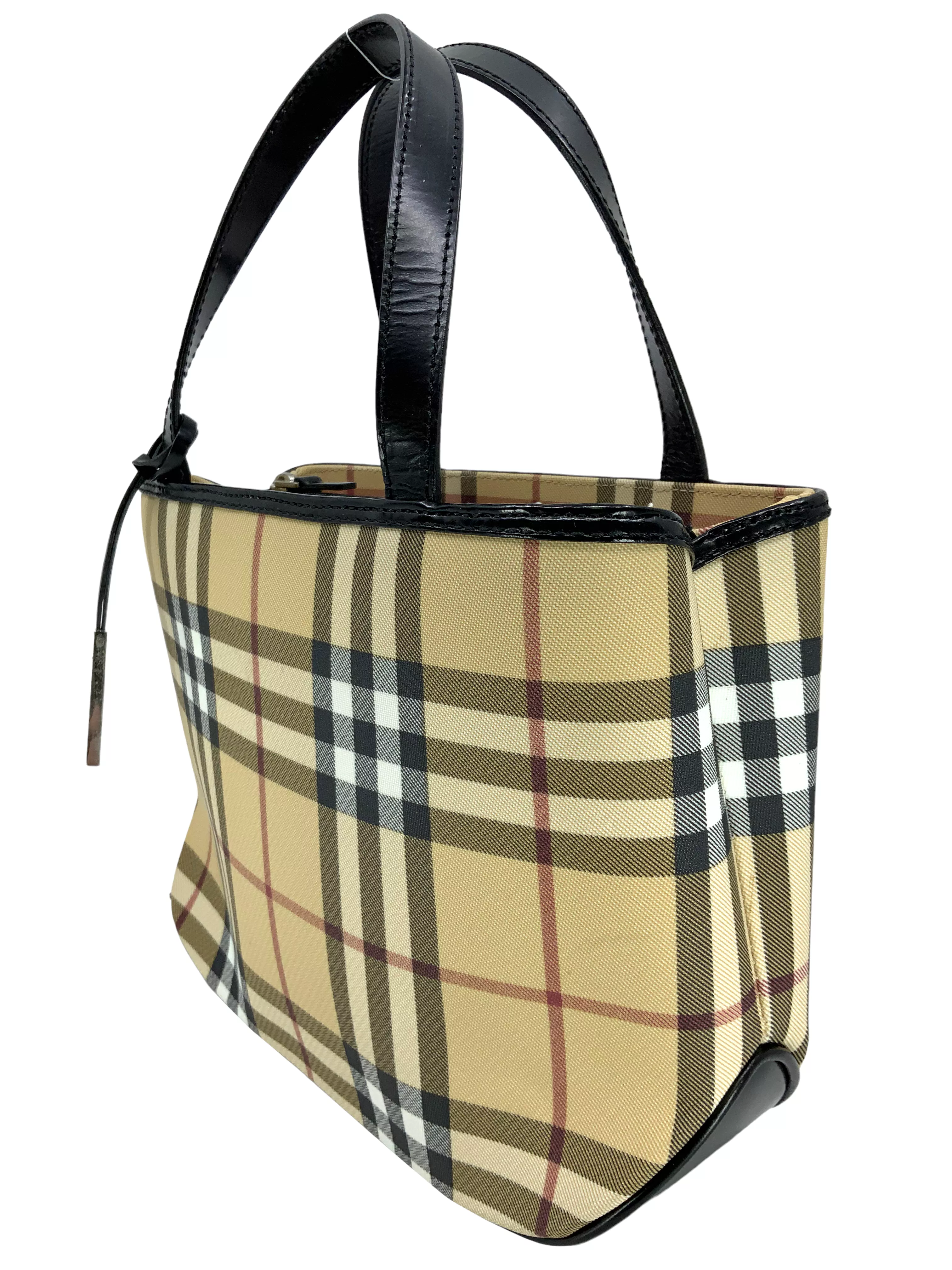 Burberry Nova Check Canvas Small Tote Bag