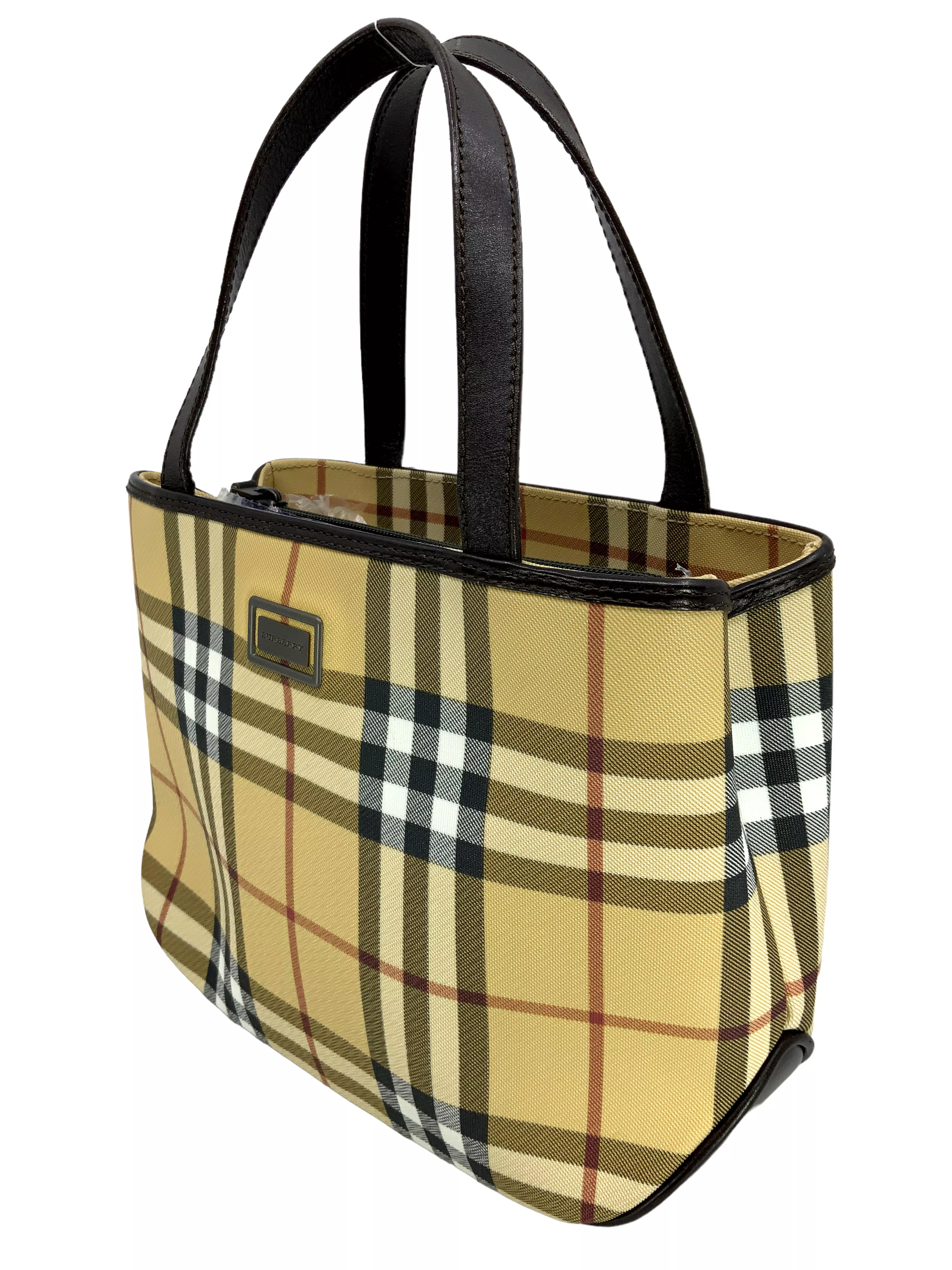 Burberry Nova Check Canvas Small Tote Bag