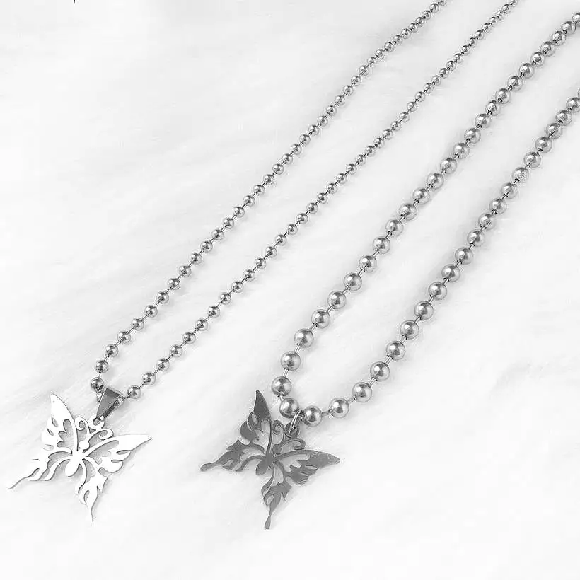 Butterfly Stainless Steel Silver Necklace