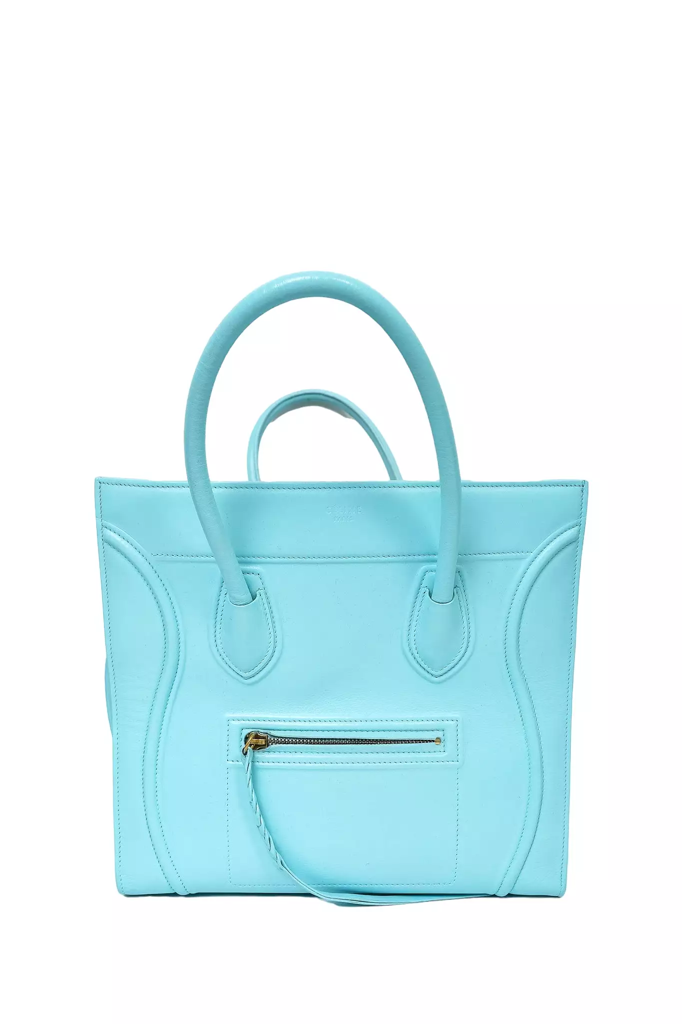 Celine Aqua Blue Leather Phantom Luggage Tote Bag