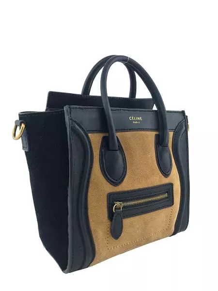 Celine Bicolor Suede Leather Nano Luggage Tote Bag