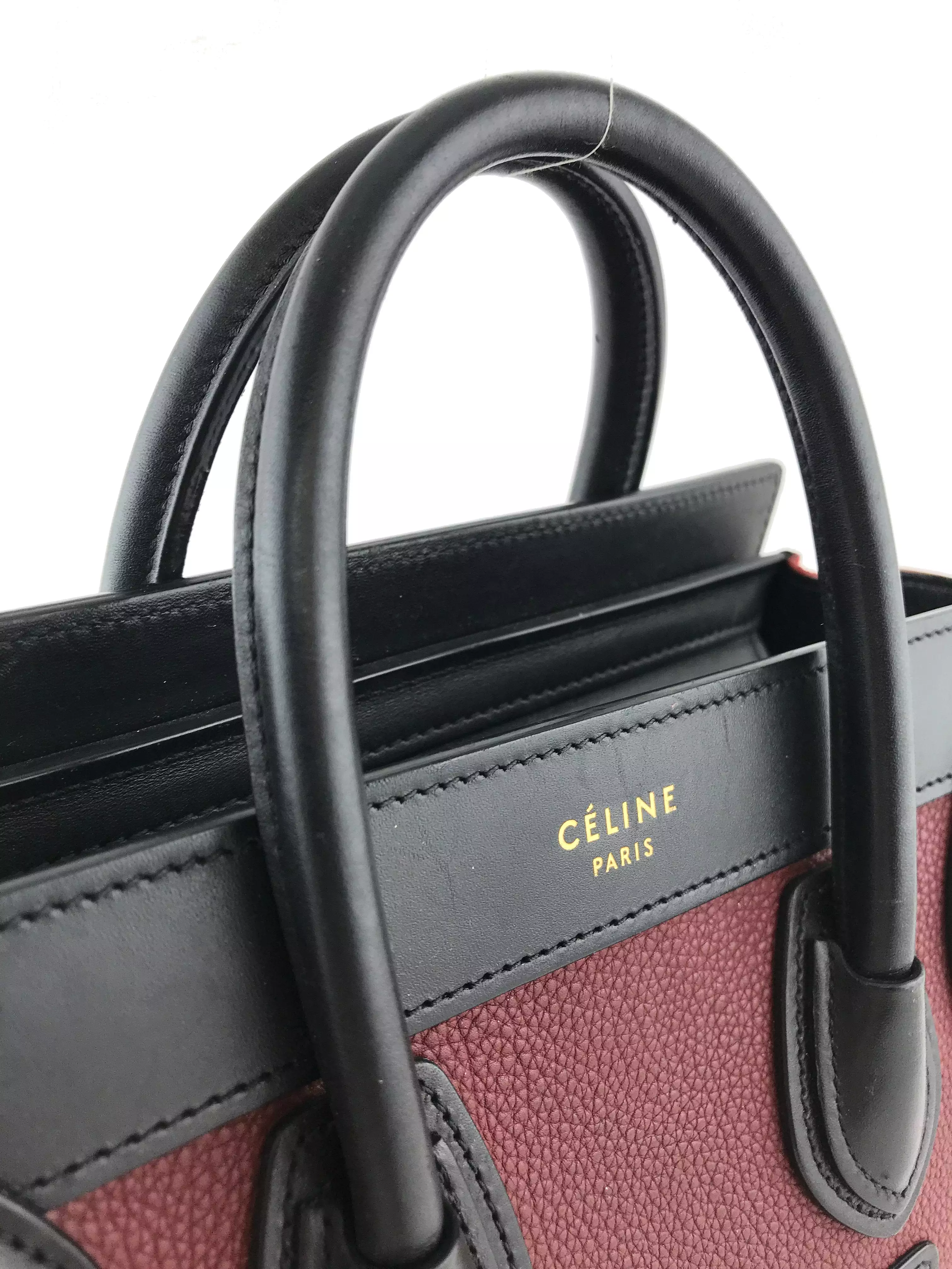 Celine Calfskin Leather and Suede Tricolor Nano Luggage Tote Bag