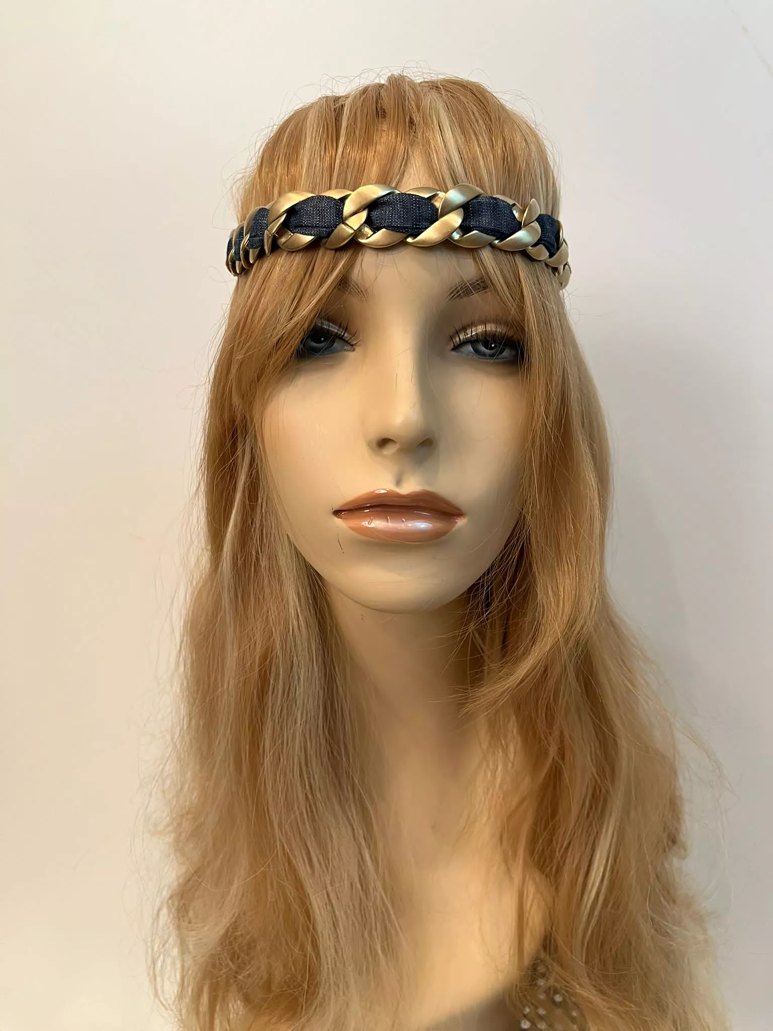 Chanel 08C 2008 Cruise Denim Gold Chain Headband/Necklace/Bracelet