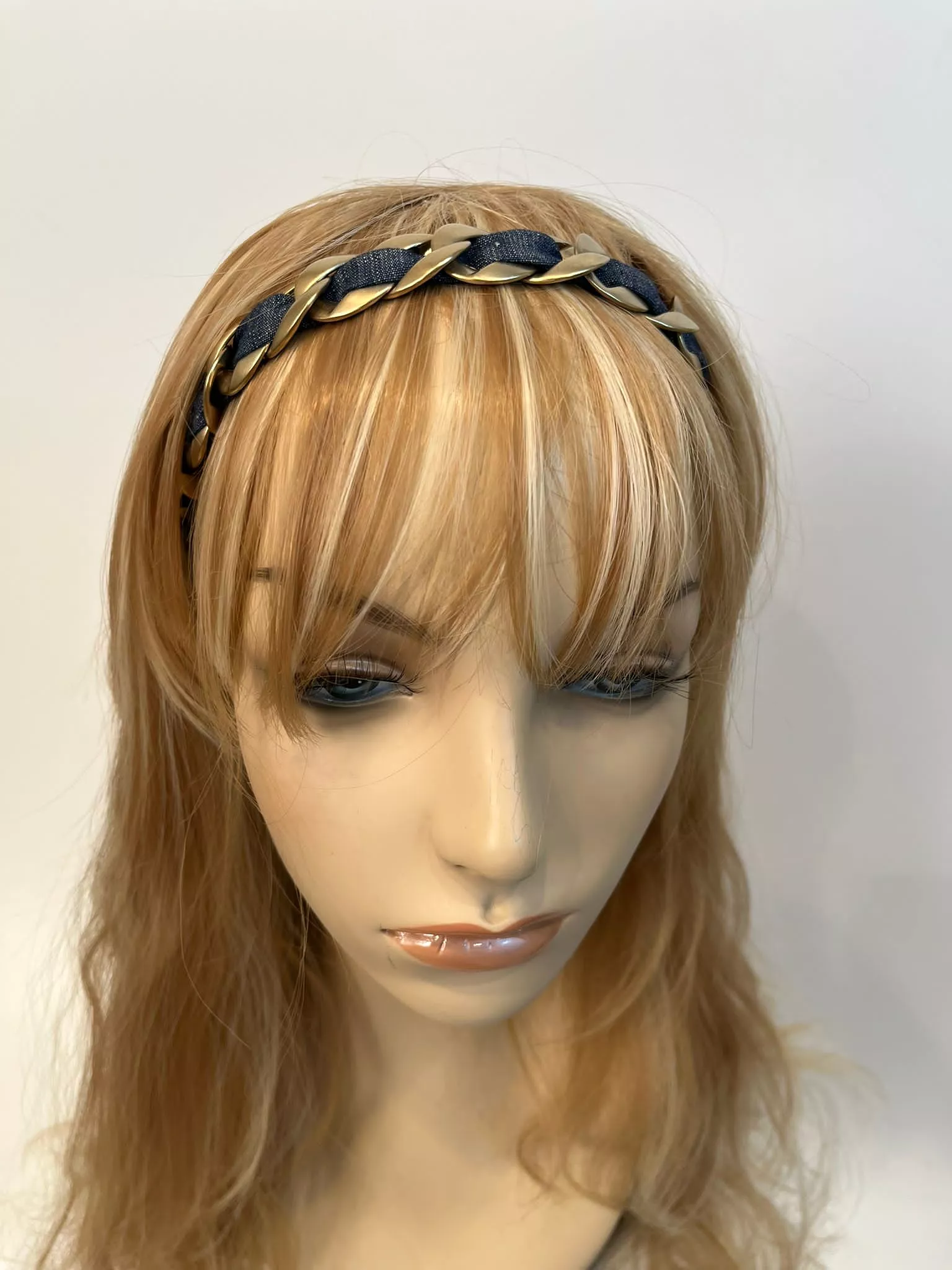 Chanel 08C 2008 Cruise Denim Gold Chain Headband/Necklace/Bracelet