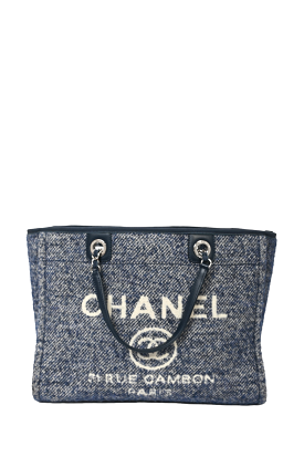 Chanel Blue/White Canvas 31 Rue Cambon Medium Deauville Shoulder Tote Bag