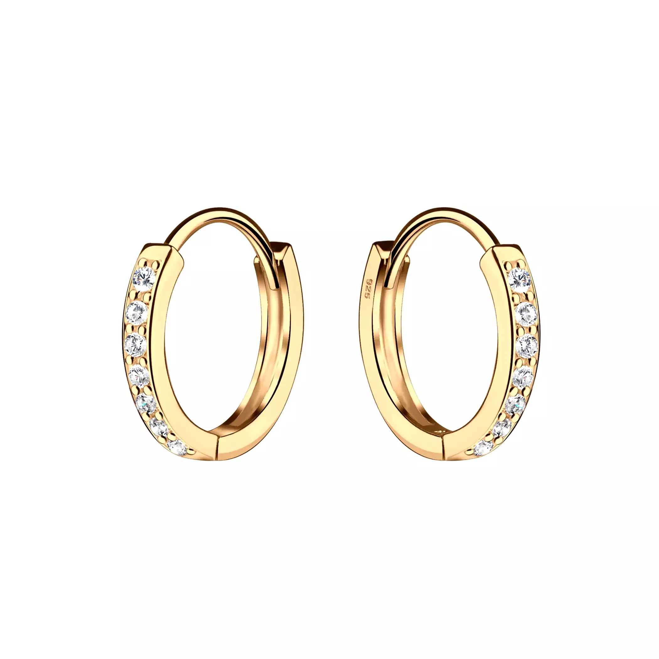 Cherished Moments - 14k Gold plated Cz Sterling Silver Huggie Earrings