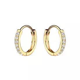 Cherished Moments - 14k Gold plated Cz Sterling Silver Huggie Earrings