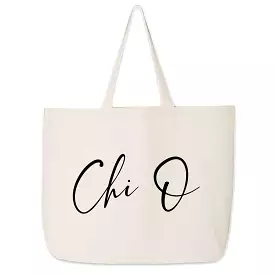 Chi Omega Script Writing Nickname Canvas Tote Bag