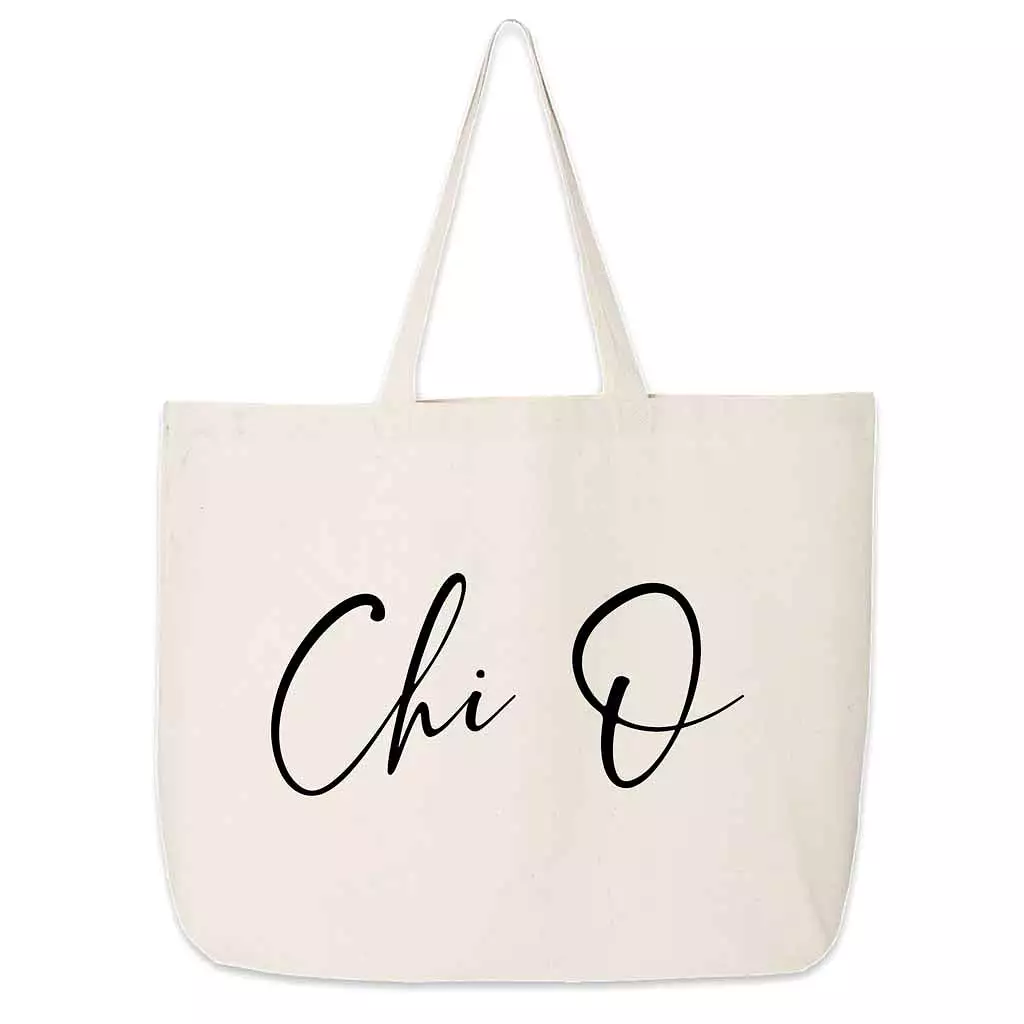 Chi Omega Script Writing Nickname Canvas Tote Bag