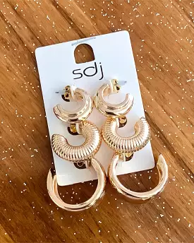 City Textured Hoop Earring Set