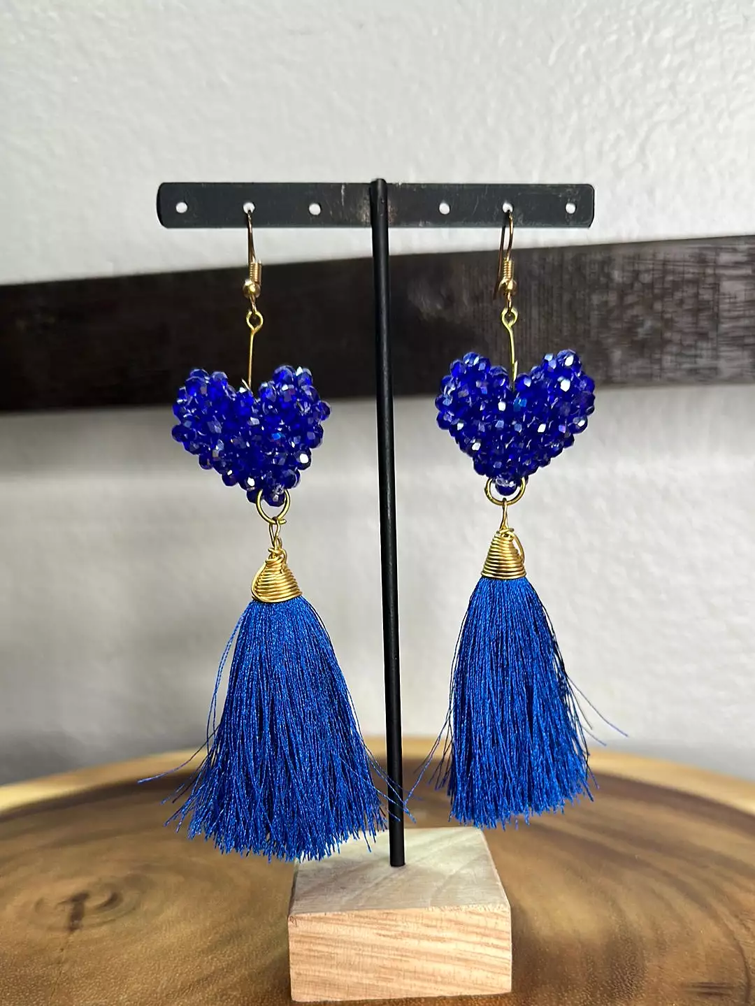 Crystal heart wired earrings